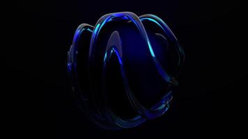 desatado ciclo animação do realista 3d esfera com transformando azul líquido vidro e Sombrio esfera essencial. futurista abstrato Formato com lustroso ondas do transparente plasma e suave luz efeito. 4k 60fps video