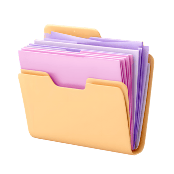3D Rendered Open Pastel Folder with Documents Filing System Icon png