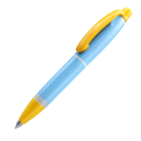Stylish Detailed Blue and Yellow Ballpoint Writing Pen Object Isolated png