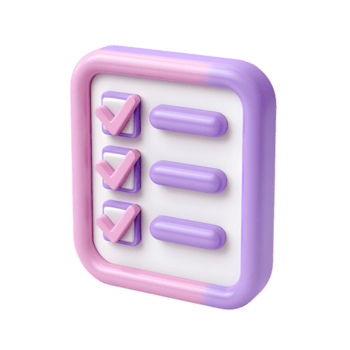 3d reso lista di controllo con segni di spunta e elenco elementi forma icona png