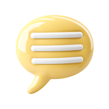 Glossy 3D Style Message Bubble Icon with Text lines Graphic Element png