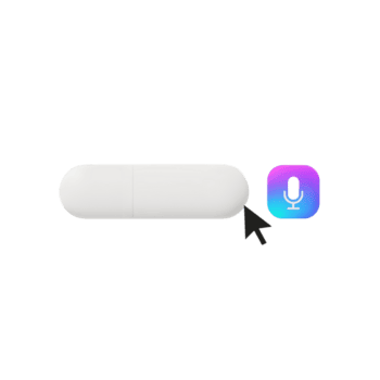 Conceptual image of a virtual microphone toggle with a cursor on a transparent plane png