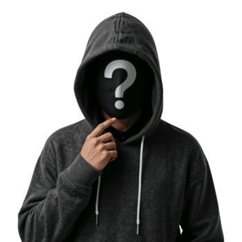 misterioso encapuzado figura com uma proeminente questão marca obscurecendo identidade em transparente tela de pintura png