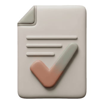 3d rendere di un' documento con un' segno di spunta, isolato su trasparente sfondo png