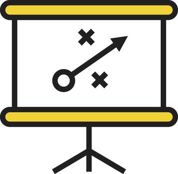 Presentation slide with a strategic plan arrow and cross marks vector