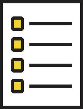 Checklist icon with empty squares on a white background, representing tasks or to-do items. vector
