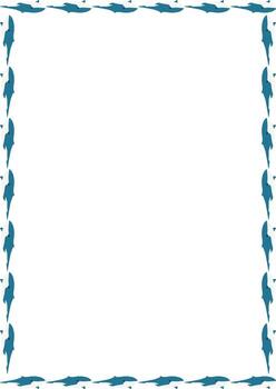 Blue whale frame. sea life frame for text. Simple baby shower template element for design vector