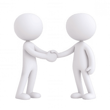 två 3d vit ikon användare tecken skakning händer, skapande en enkel än kraftfull bild av avtal och partnerskap på en transparent bakgrund png