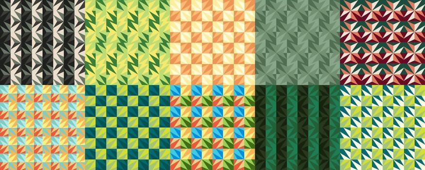 un conjunto de vistoso geométrico patrones vector