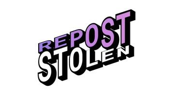 repost mot stulen, 3d text animering i isometrisk se med motsatt ord rörelse slinga med djärv typografi effekter video