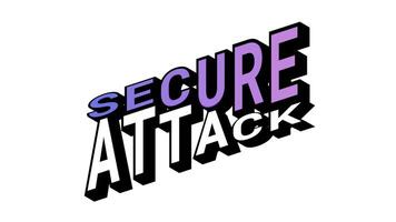 säkra mot ge sig på, 3d text animering i isometrisk se med motsatt ord rörelse slinga med djärv typografi effekter video