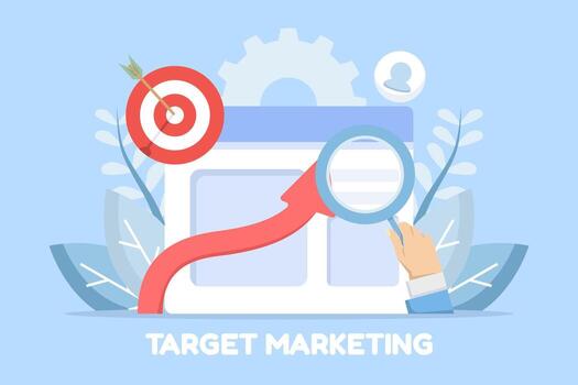 Target marketing concept. Online business websites and digital marketing, digital marketing strategies, SEO strategies targeting internet users, audience targeting, online advertising. vector