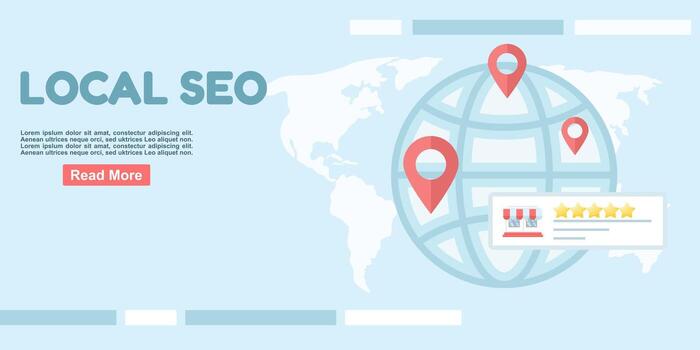 Local SEO growth strategies. Smart SEO solutions for local stores and small businesses. Local SEO concepts. Digital marketing and technology. Search optimization. Flat design. vector