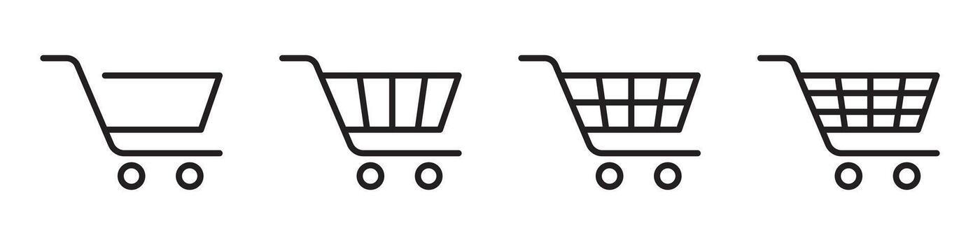 Cart icon set. Shopping basket symbol line. editable line width vector
