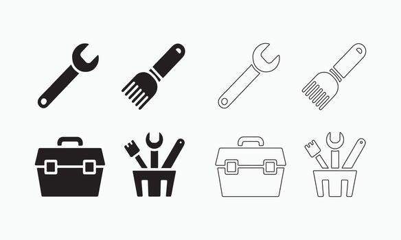 Tools and Toolboxes in Black and White vector
