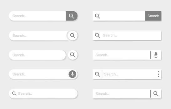 Collection of 3d Search Bar for ux ui design and web site design. Search Address and navigation bar icon form templates for websites vector