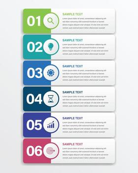 6 infographic tab index banner design and marketing template business. Can be used for workflow layout, diagram, annual report, web design. Business concept with steps processes. vector