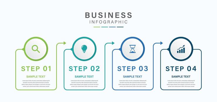 cuatro pasos negocio infografia modelo con mínimo modelo diseño para presentación vector
