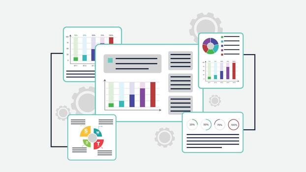 data analytics and monitoring on web report dashboard monitor and business finance investment design concept vector