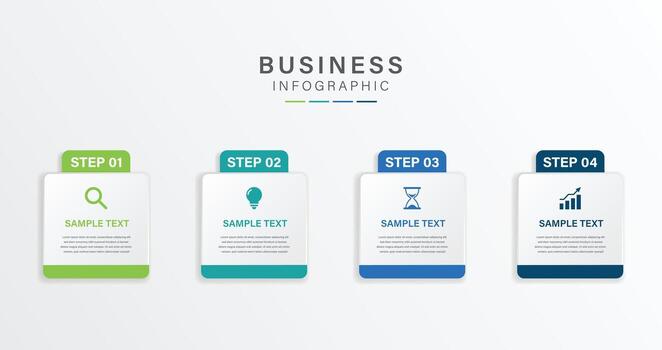 cuatro pasos negocio infografia modelo con mínimo modelo diseño para negocio presentación vector