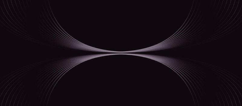 Abstract background with purple glowing geometric curve lines. Modern minimal trendy shiny purple lines pattern on dark background for wallpaper, web, template and poster. vector