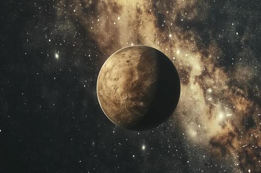 Planet Mercury in the starry sky of solar system in space photo