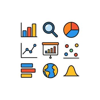 Suitable for digital presentations, infographics, and reports about data analysis, business intelligence, and statistics. Perfect for tech or financial content. vector