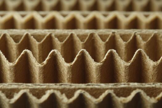 A close up view of corrugated cardboard showing the repeating pattern of ridges and valleys in detail photo