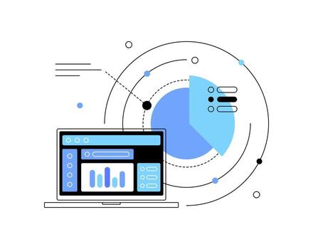 Statistics and analysis,Digital data processing,flat design icon illustration vector