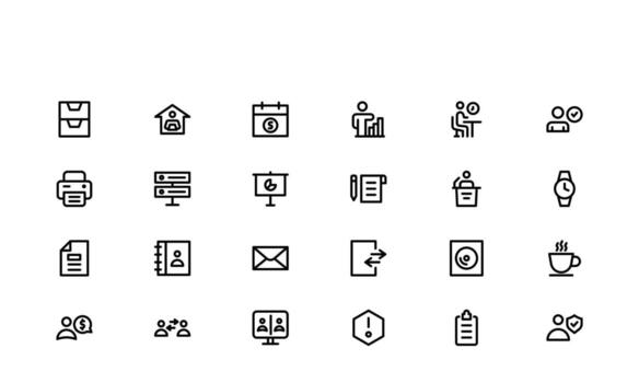 Office and Workshop minimal Icon Collection. Perfect for Workspace, Business, and Productivity Design Themes vector