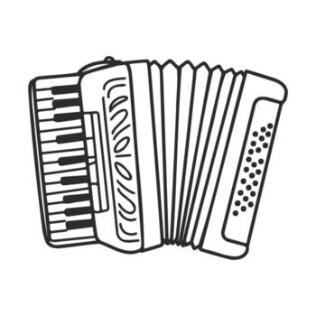 Hand drawnaccordion with keyboard and buttons vector
