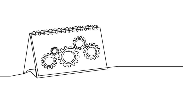 continuo línea engranaje uno icono Arte diente trabajo negocio fábrica rueda. línea engranaje continuo ajuste computadora contorno rueda dentada tecnología bosquejo dibujo Ciencias carrera máquina cerebro antecedentes. vector