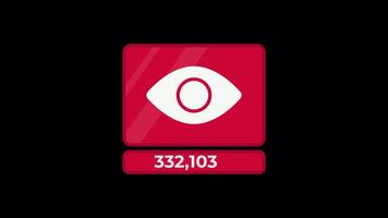 visningar ikon knapp, tal räkning, grafisk animering grön skärm bakgrund video