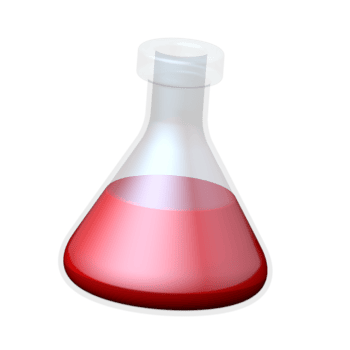 Lab flask 3d icon with liquid for experiments and testing. png