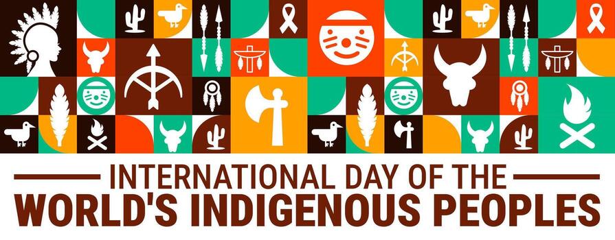 International Day of the World's Indigenous Peoples Geometric shape pattern background, banner or poster design template. observed every year in August. Holiday concept. Use to any Template vector