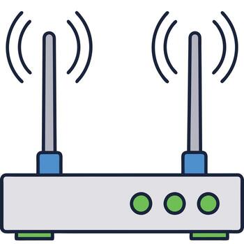 Wireless router with antennas isolated on white background vector
