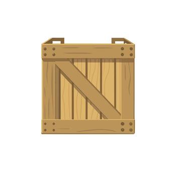 Front view of a wooden shipping crate isolated on white background vector