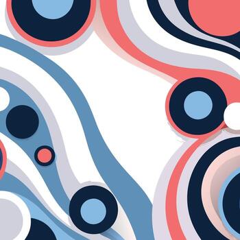 Modern abstract pattern with waves and circles in blue, pink, and white vector