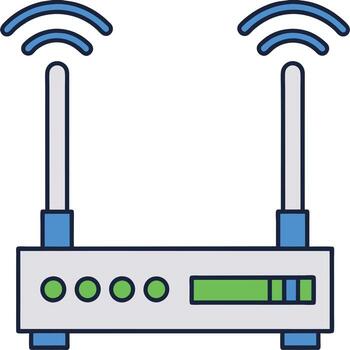 Wireless router with antennas and status bar isolated on white background vector