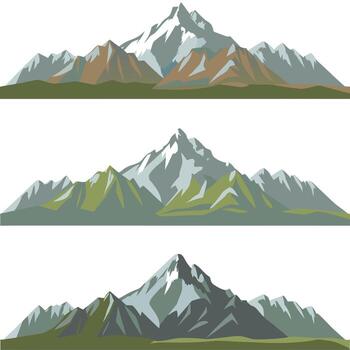 Collection of three distinct mountain ranges with snowy peaks vector