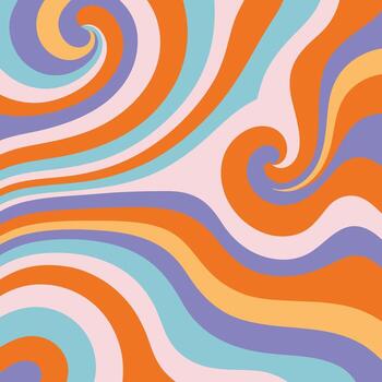 Abstract retro psychedelic swirl pattern with colorful waves vector