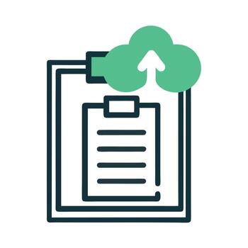 Clipboard with cloud upload icon above isolated on white background vector