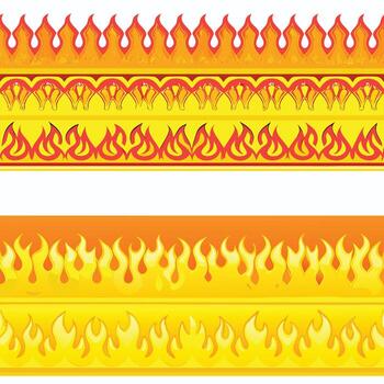 Decorative flame borders with intricate patterns isolated on white background vector