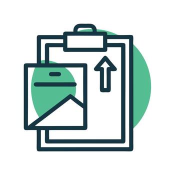 Clipboard with an upload arrow and icon vector