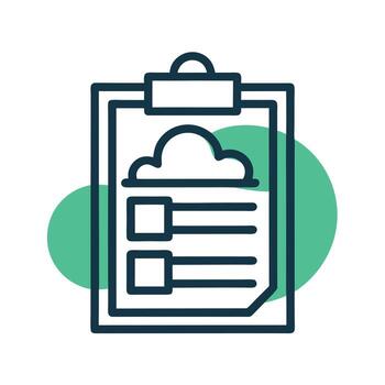 Clipboard with checklist and cloud icon isolated on white background vector