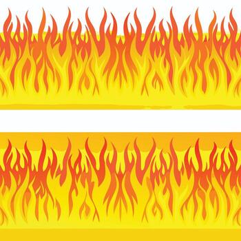 Two rows of abstract fire flames isolated on white background vector
