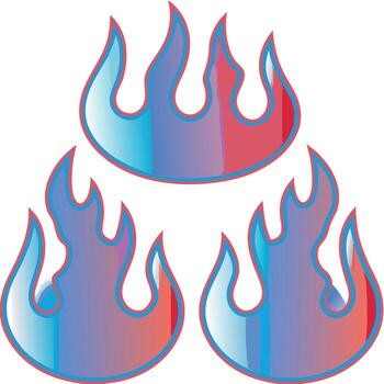 Three stylized flames with a cool color gradient vector