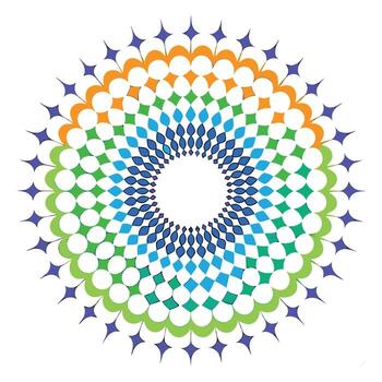 Abstract radial pattern with colorful geometric shapes isolated on white background vector