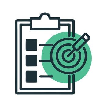 Clipboard with target and checkboxes symbolizing task completion vector