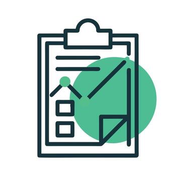 Clipboard with checklist and graph, isolated on white background vector